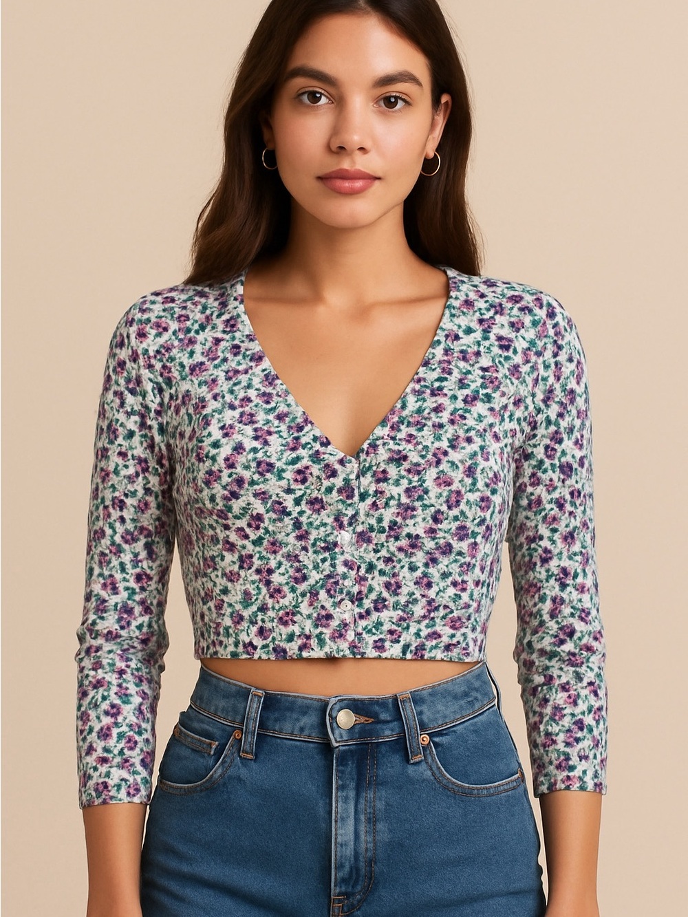 Wet Seal Floral Cardigan M Y2K 90s Dainty Soft Girl Romantic Soft Babydoll